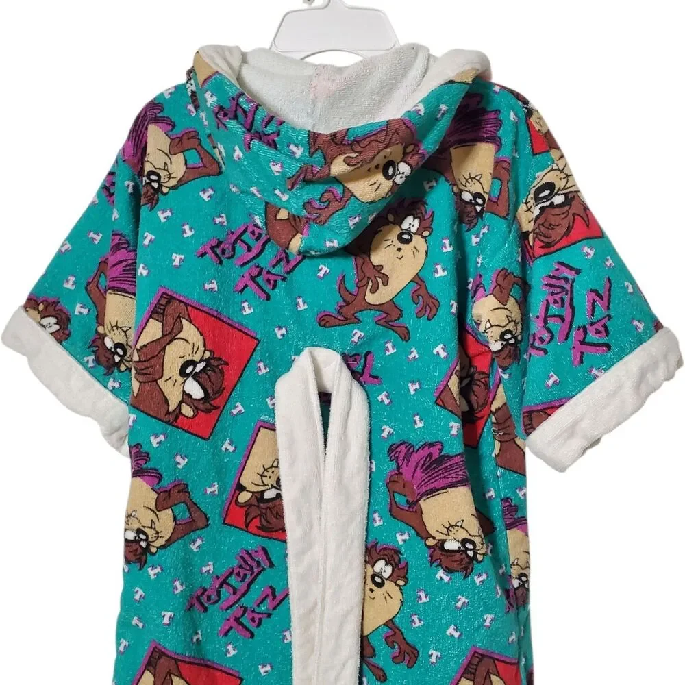 Vintage 90s Taz Looney Tunes Terry Cloth Robe Children's Size L 7-9